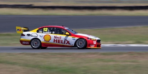 Fabian Coulthard was impressed with the new Ford Falcon FG X this week at Ipswich. Photo / Edge Photographics