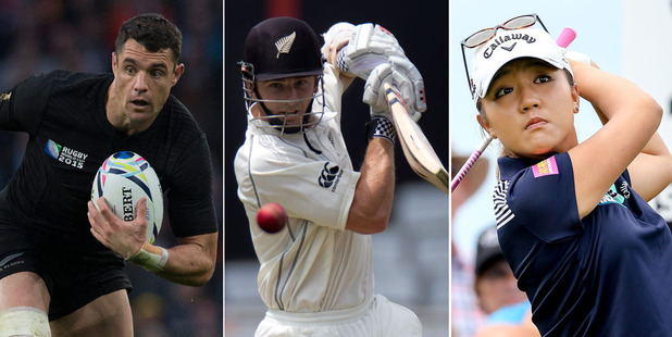 Dan Carter, Kane Williamson and Lydia Ko are all nominated for Halberg Awards. Photos / Brett Phibbs and Getty