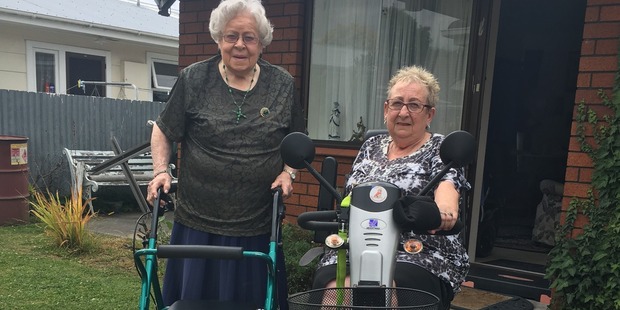 The victim's neighbours Elvira Olsen (left) aged 90, and Annie Farrugia aged 69. Photo / Solbin Kang