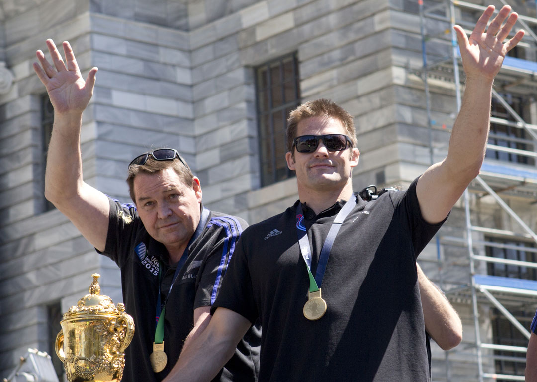 All Blacks Steve Hansen and captain Richie McCaw. Photo / Mark Mitchell