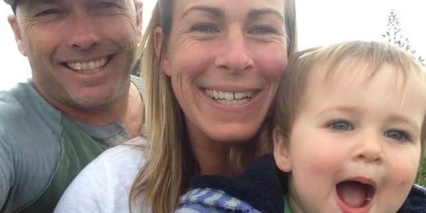 Geoff and Katie Cox with son James, 2. Photo / Katie Cox