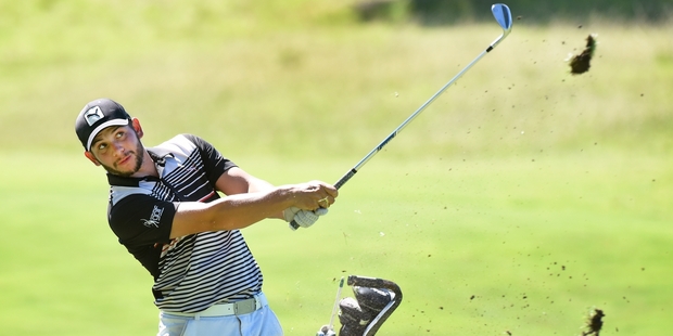 2016 Grant Clements Memorial 72 Hole Tournament winner Luke Toomey in action at Mount Maunganui Golf Club yesterday. Photo / George Novak