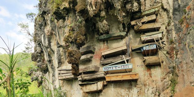 The village is known for its forests, caves and unusual hanging coffins. Photo / 123RF