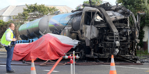 Three people died in the fiery crash. Photo / Bevan Conley, Wanganui Chronicle