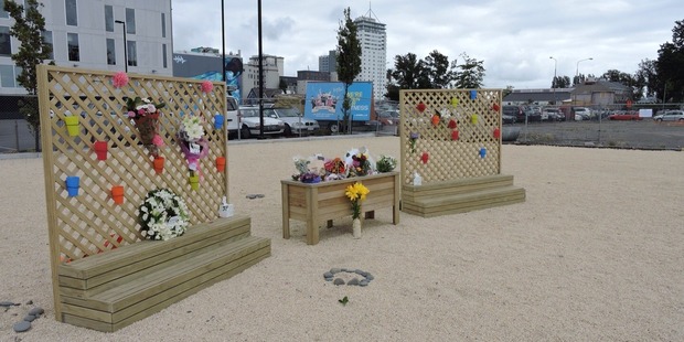 A display has been set up at Christchurch's CTV building site where people can place flowers. Photo / Supplied
