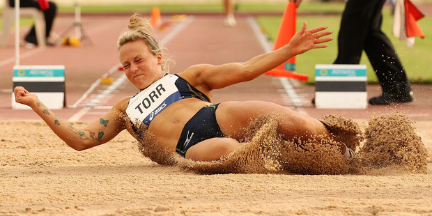 Veronica Torr of New Zealand competes in the womens long jump. Photo / Getty Images