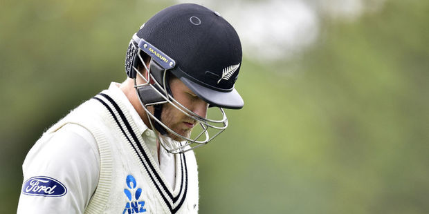 Corey Anderson departs after being dismissed against Australia. Photo / Getty