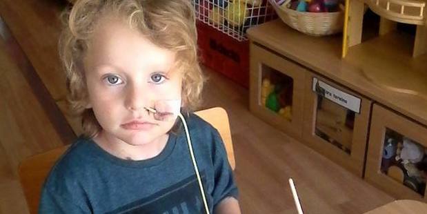 BRAVE LAD: Marton youngster Toby Piper takes some time out at Starship Hospital, where he will be for the next six months after being