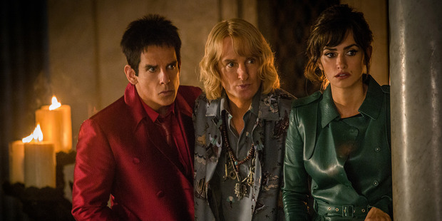 Ben Stiller as Derek Zoolander, from left, Owen Wilson as Hansel and Penelope Cruz as Valentina Valencia in a scene from the film.