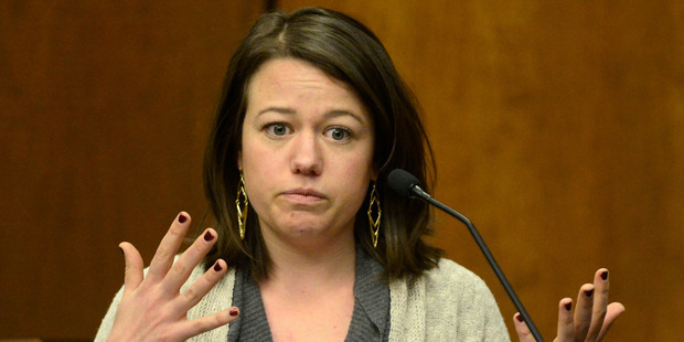 Michelle Wilkins testifies during the trial. Photo / AP