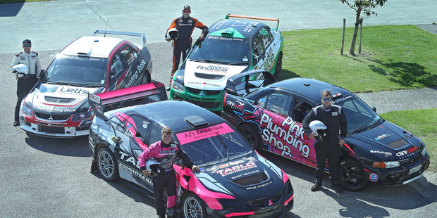 Rallycross is coming to Bay Park. Drivers Clockwise from front. Sloan Cox, Phil Campbell Jono Shapley and David Holder. Photo/John Borren