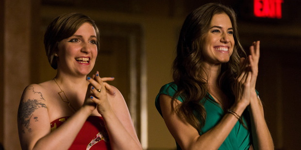 Lena Dunham and Allison Williams in a scene from the TV show Girls.