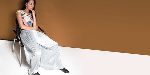 1. Vintage Samurai print T-shirt, $35, from Magic Hollow. Lucilla Gray pleated pants $590. Mi Piaci flats $270.