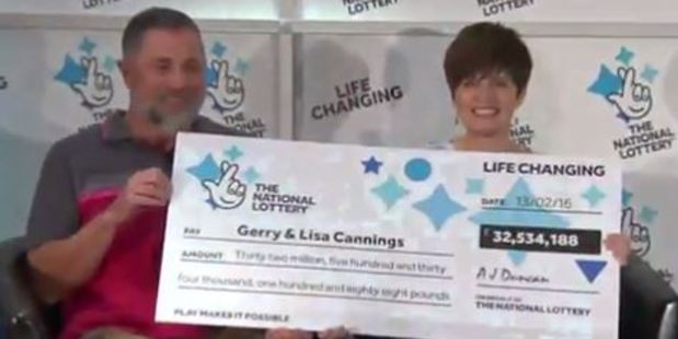 Lisa Cannings (right) and her retired teacher husband Gerry (Left) went public about their Lotto rollover win today. Photo: Screengrab from Daily Mail video.