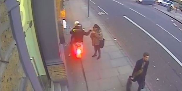 Security cameras outside The Piano Works on Farringdon Road filmed the alarming thefts in London. Photo / YouTube, CCTV Camera Europe