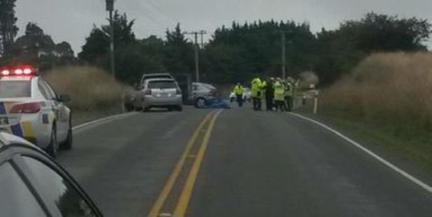 Emergency services at the scene this afternoon. Photo / Hamish Maclean, Otago Daily Times