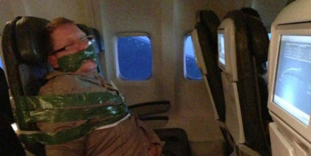 In 2013, a man became so drunk on a flight from Iceland to New York that he was restrained by fellow passengers. Photo / Tumblr, Andy Ellwood