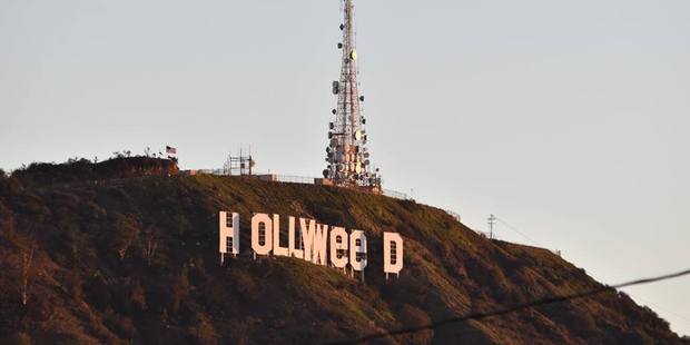 The alteration from Hollywood to Hollyweed echoes a near-identical one made exactly 41 years ago by then-art student Danny Finegood. Photo / Facebook, Yasumasa Tanano