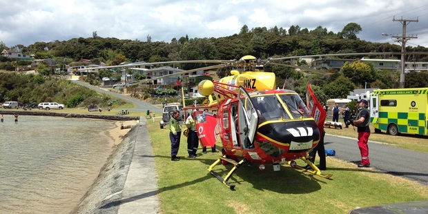 Crew attending a rescue in Pouto. PHOTO/Auckland Rescue Helicopter Trust