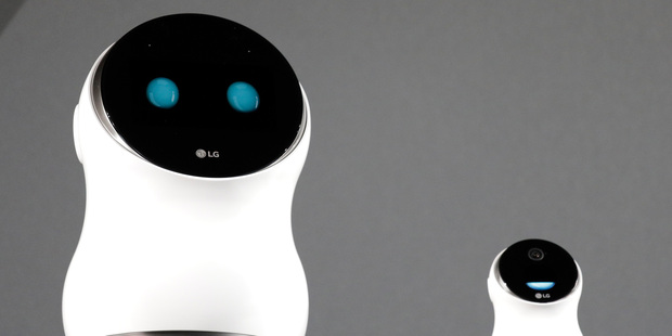 The LG Hub Robot & Mini are unveiled during an LG news conference before CES International. Photo / AP