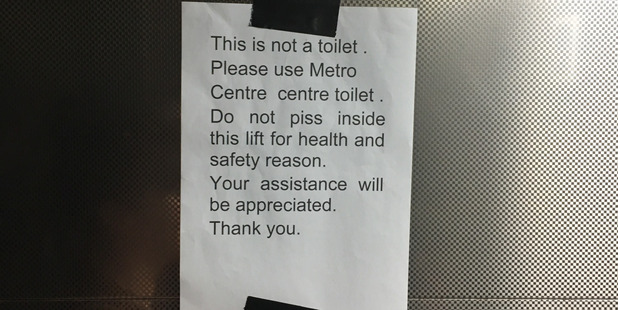 Spotted in an Aotea Square carpark lift. Photo / Supplied