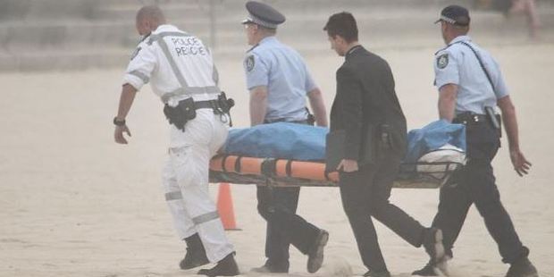 The body of Tui Gallaher is retrieved by police at Maroubra Beach. Photo / Supplied