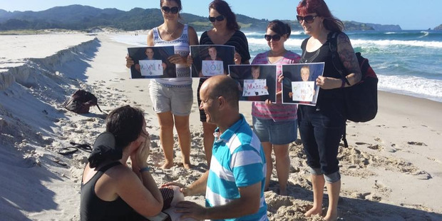 Andrew Buchanan proposes to Penny Claridge. Photo / Sourced via Facebook