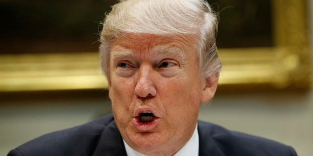 President Donald Trump speaks in the Roosevelt Room of the White House in Washington. Photo / AP