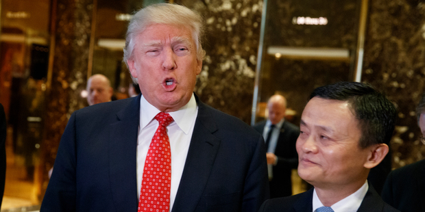 President-elect Donald Trump accompanied by Alibaba Executive Chairman Jack Ma. Photo / AP