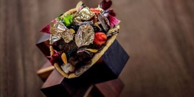 The taco is made with Kobe beef, shrimp, black truffle Brie cheese, rare Almas Beluga caviar, Morita chiles, rare civet coffee, and gold-flaked tortillas. Photo / Instagram, @grandvelascabos