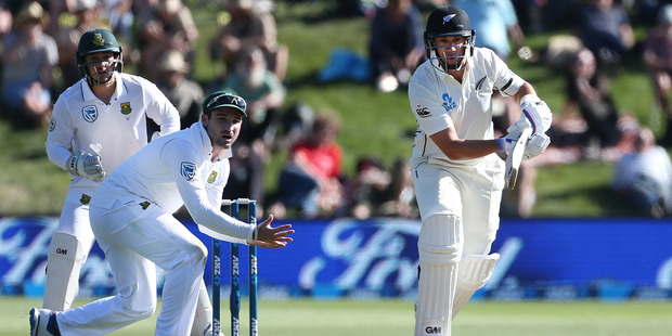 Ross Taylor's stay at the crease was curtailed by a calf injury. Photo / Getty