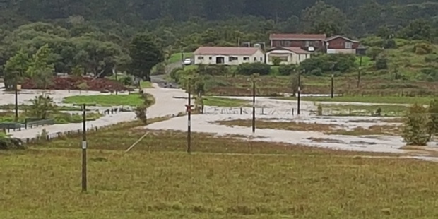 Residents on flooded Waiomio Rd in Kawakawa have evacuated to the nearby Mohinui Marae. Photo / Supplied