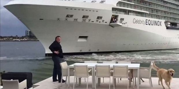 Loading Bill Todhunter on his terrace as Celebrity Equinox drops
