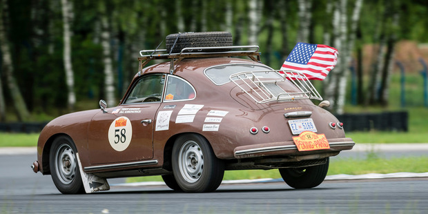 The couple's 1956 Porsche 356A during the Peking to Paris Motor Challenge, a race specifically for cars made before 1975. Photo / Gerard Brown