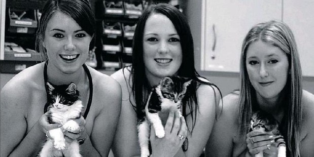 A picture from the past that makes me purr ... veterinary science students at Massey University during a photo shoot for their 2008 calendar.