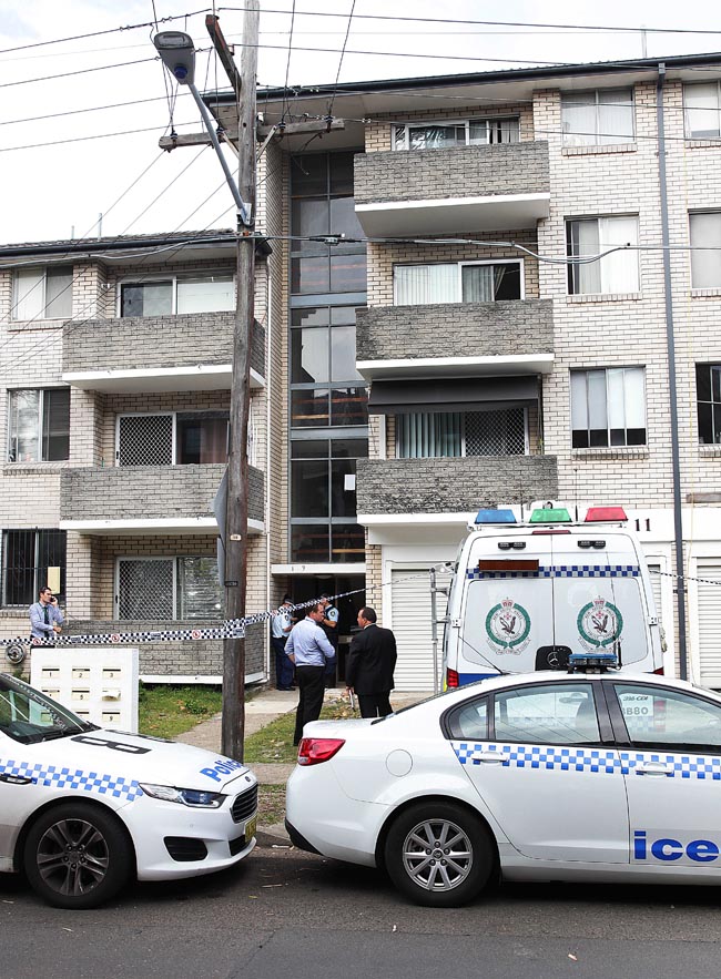 Police outside the apartment in Sydney. Photo / Daily Telegraph