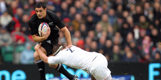 Dan Carter playing for the All Blacks against England. Photo / Photosport