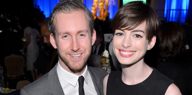 Actress Anne Hathaway and husband Adam Shulman. Photo / Getty