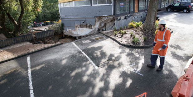 An area in New Lynn, Auckland that washed away during yesterday's deluge. Photo / Brett Phibbs