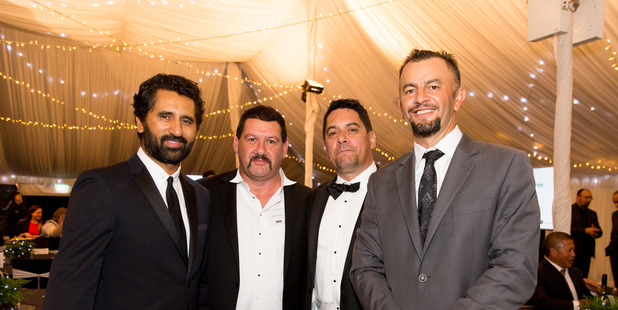 Outstanding Maori Business Leader award winner Jason Witehira (third from left) with (from left) Cliff Curtis, Dean Witehira and Hemi Rolleston. Photo/supplied