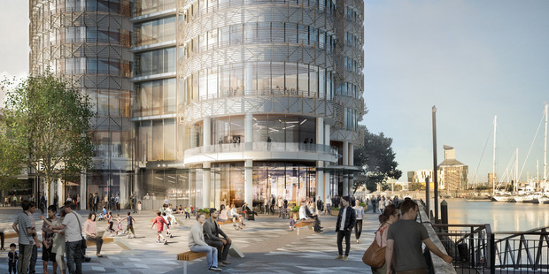 A 165 room luxury hotel with a roof-top bar over looking the harbour is planned for the site previously home to the Simunovich Fisheries factory. Photo / Supplied