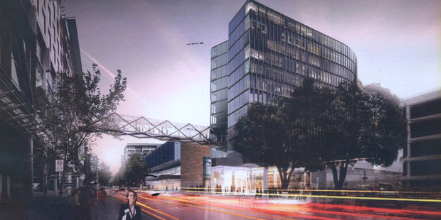 An artist impression of SkyCity's New Zealand International Convention Centre hotel. The build is part of a boom in new hotels to help Auckland cope with visitor numbers. Photo / Supplied