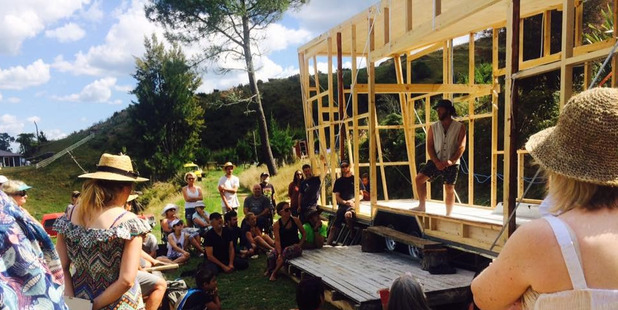 Volunteers learn the skills to build a tiny house. Photos/Supplied 
