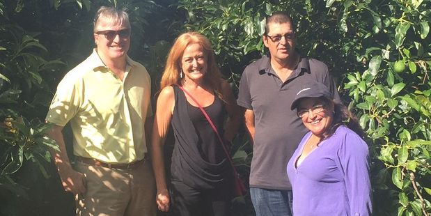 NZ Avocado chairman Ashby Whitehead and Jen Scoular with King Avocado growers, Alistair and Claudia in Northland.