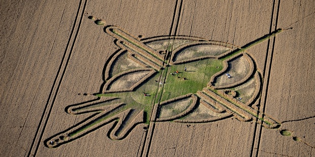 Crop circles adorn wheat fields in Wiltshire, England. Photo / Getty Images