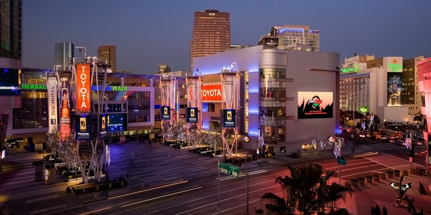 The L.A Live precinct in Los Angeles may be a model for an Auckland sports and entertainment complex. Photo / CALLISONRTKL