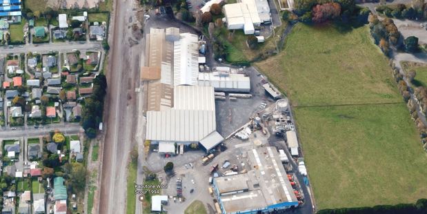 The former Kaputone Wool Scouring factory is for sale - with a valuable water consent attached. Photo / Google Earth