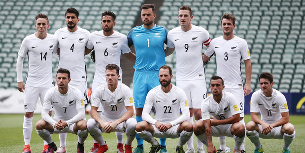 The All Whites line up for a team photo prior to the 2018 FIFA World Cup Qualifier match against New Caledonia at QBE Stadium in Albany last November. Photo / Getty Images.