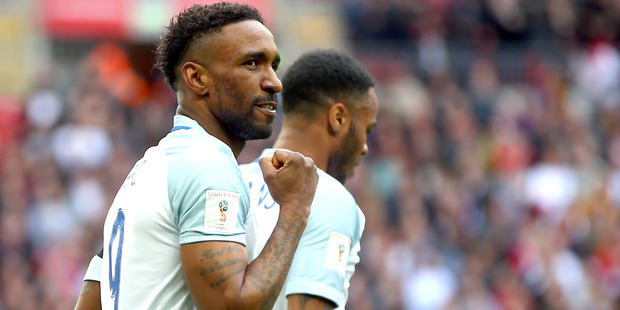 Jermain Defoe of England celebrates after scoring against Lithunania. Photo/Getty Images