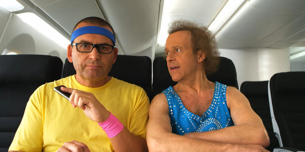 Paul Henry and Richard Simmons featured in this Air New Zealand safety video together in 2011.